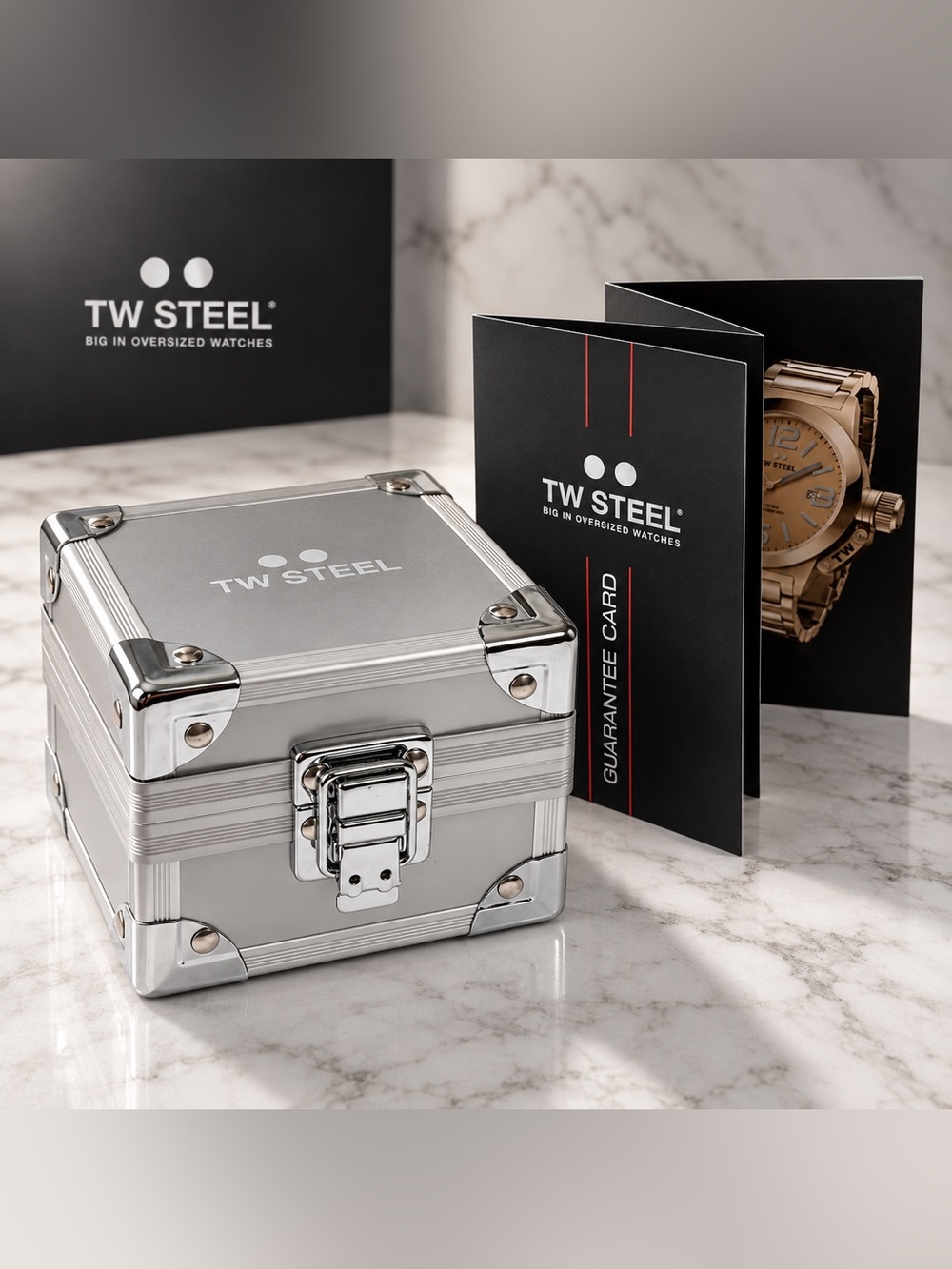 TW Steel Original Metal Watch Box with Cushion, Manual & Blank Guarantee Card